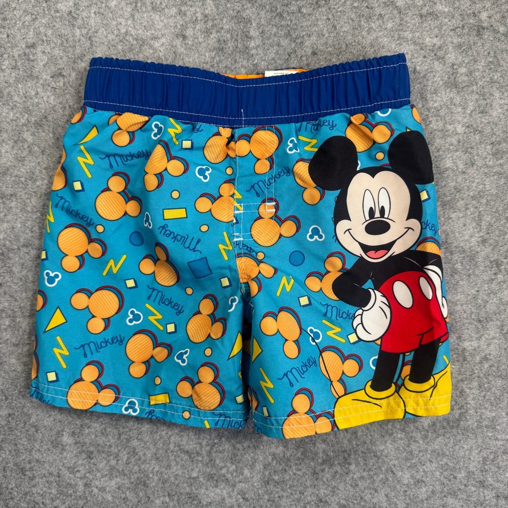 Disney Baby Boy Mickey Mouse Swim Trunks 18M Blue Graphic Print Board Shorts